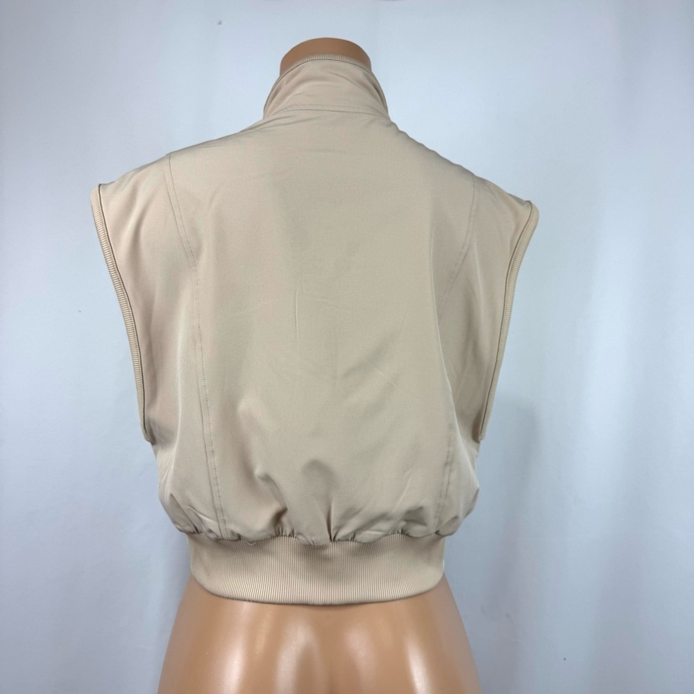 FAITH CONNEXION Women’s Sz L Beige Cropped Boxy Full Zip Vest Fleece Lined - Picture 4 of 10